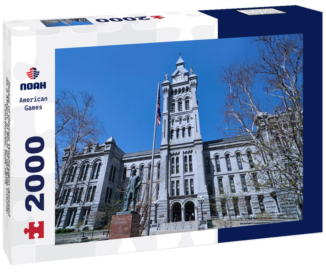 Noah Jigsaw Puzzle Statue of George Washington dressed as a Mason, in front of old Erie County Courthouse, built 1875 2000 pieces