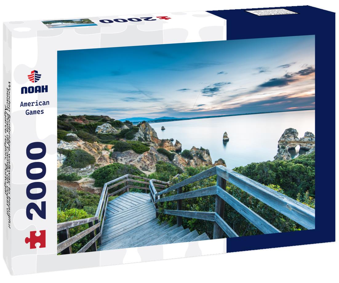 Noah Jigsaw Puzzle Wooden footbridge walkway to beautiful beach Praia do Camilo on coast of Algarve region, Portugal 2000 pieces