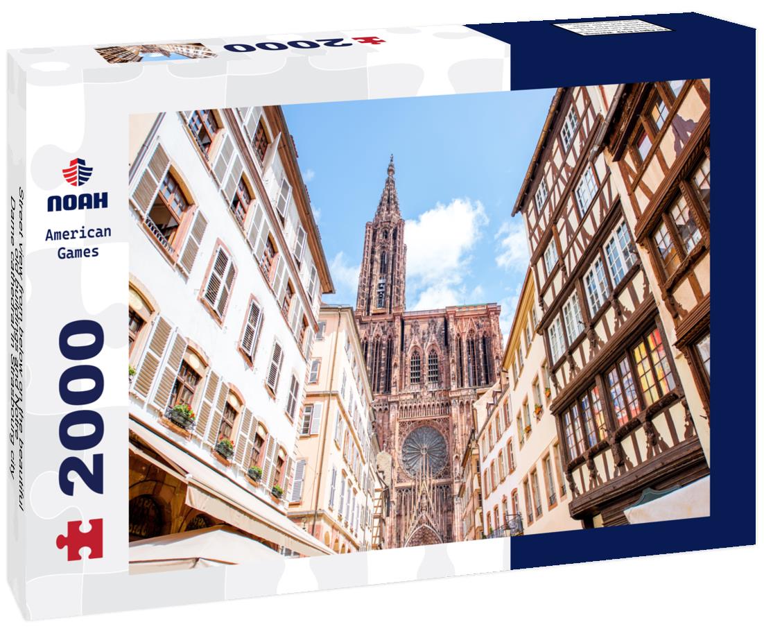 Noah Jigsaw Puzzle Street view from below on the beautiful old buildings and Notre-Dame cathedral in Strasbourg city 2000 pieces