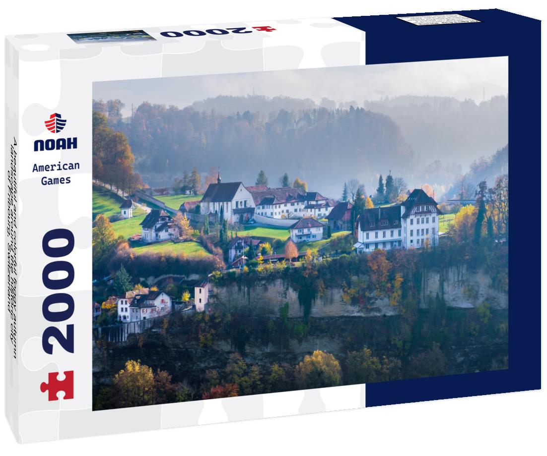 Noah Jigsaw Puzzle A beautiful and colorful foggy autumn landscape around the historic city of Fribourg, Switzerland 2000 pieces