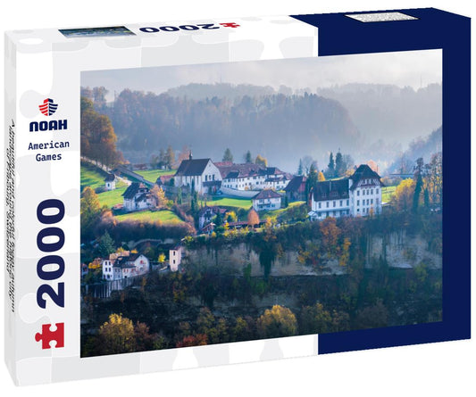 Noah Jigsaw Puzzle A beautiful and colorful foggy autumn landscape around the historic city of Fribourg, Switzerland 2000 pieces