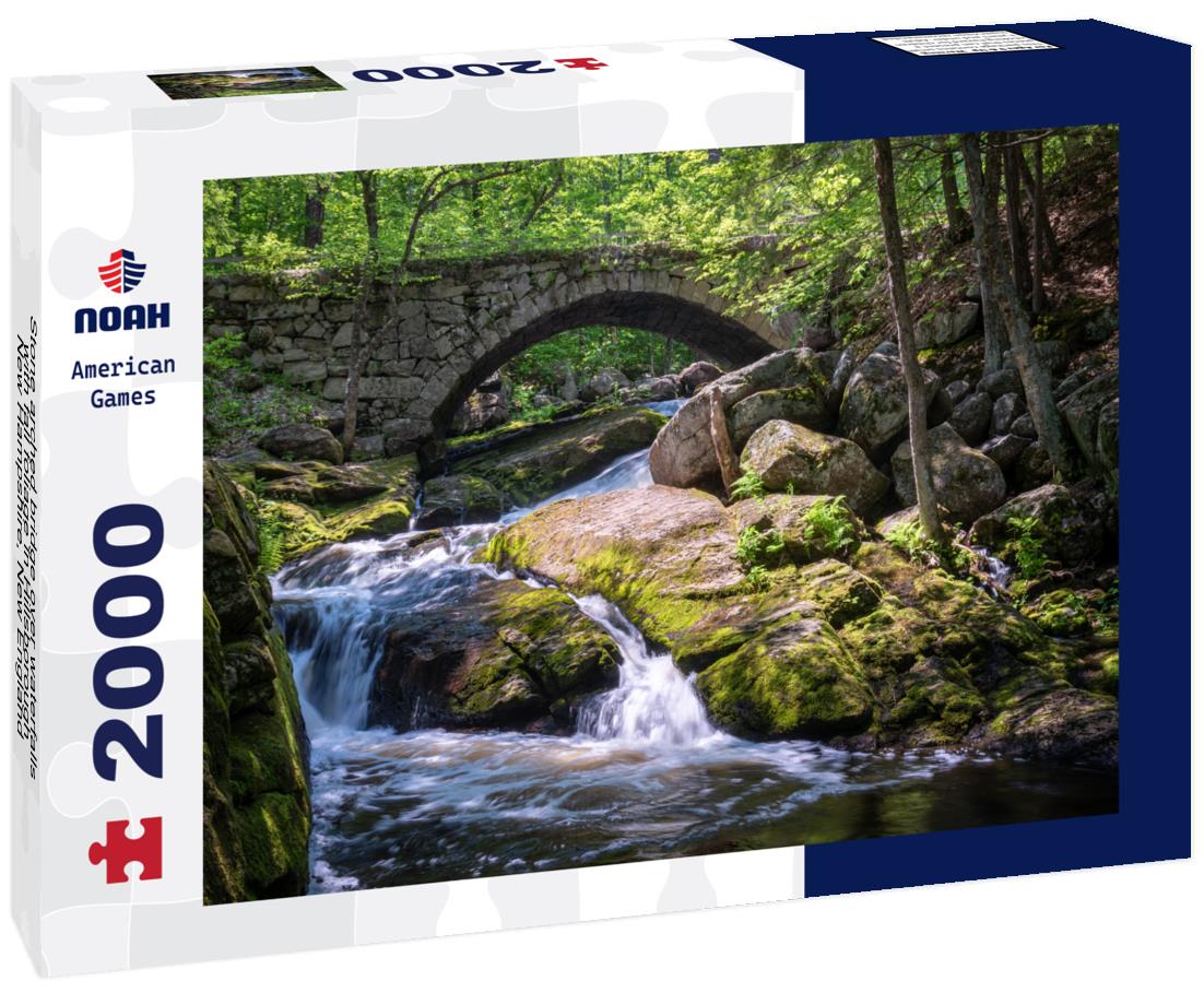 Noah Jigsaw Puzzle Stone arched bridge over waterfalls with fall foliage in Hillsborough, New Hampshire, New England 2000 pieces