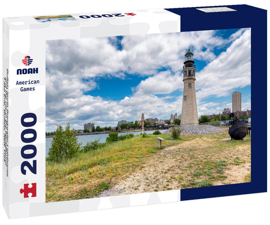 Noah Jigsaw Puzzle Buffalo North Breakwater Lighthouse and the city in the background, Lake Erie, Buffalo, New York 2000 pieces