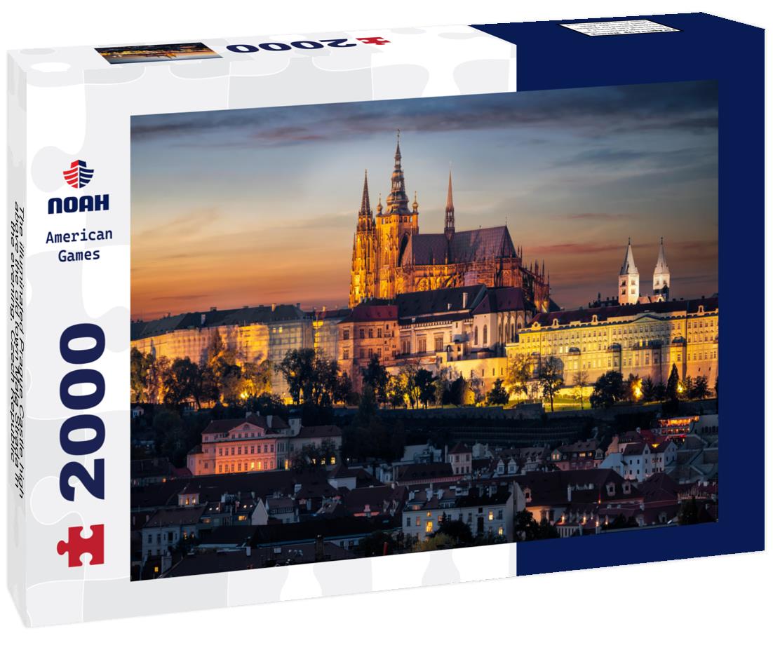 Noah Jigsaw Puzzle The illuminated Prague Castle high above the old town Mala Strada in the evening, Czech Republic 2000 pieces