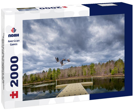 Noah Jigsaw Puzzle The dock at Lake Wapalanne at Stokes State Forest New Jersey in early spring with Canadian geese 2000 pieces