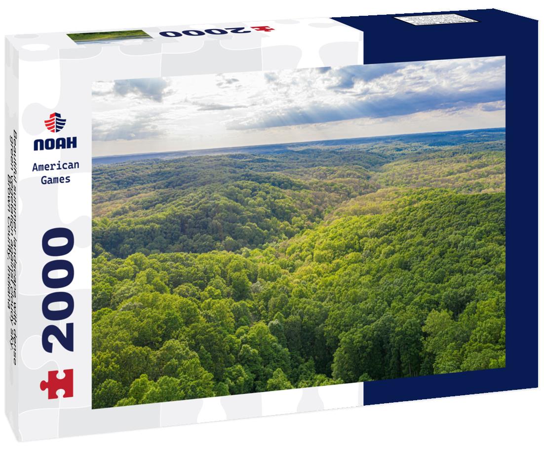 Noah Jigsaw Puzzle Beautiful summer landscape with dense green vegetation against cloudy sky. Brown County, Indiana 2000 pieces
