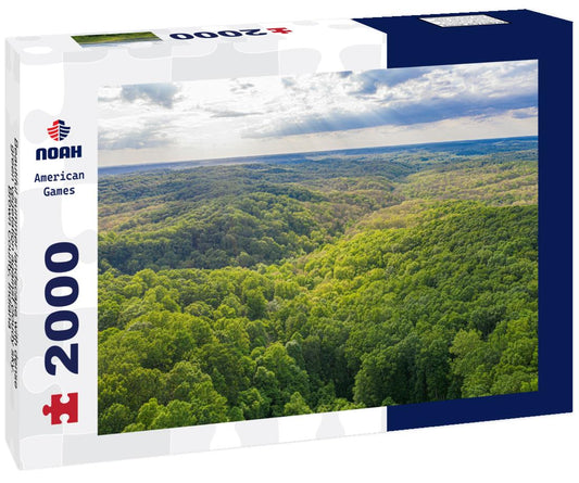 Noah Jigsaw Puzzle Beautiful summer landscape with dense green vegetation against cloudy sky. Brown County, Indiana 2000 pieces
