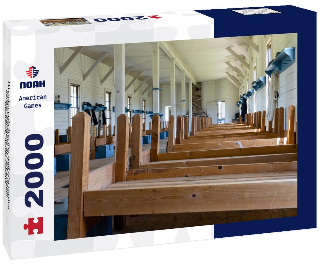 Noah Jigsaw Puzzle Wooden cots line the wall of a replica soldier barracks at Fort Lincoln, Bismarck, North Dakota 2000 pieces