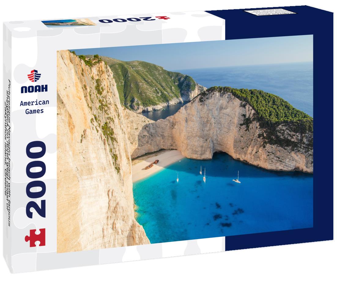 Noah Jigsaw Puzzle Picturesque Navagio beach with famous shipwreck on north west coast of Zakynthos island, Greece 2000 pieces