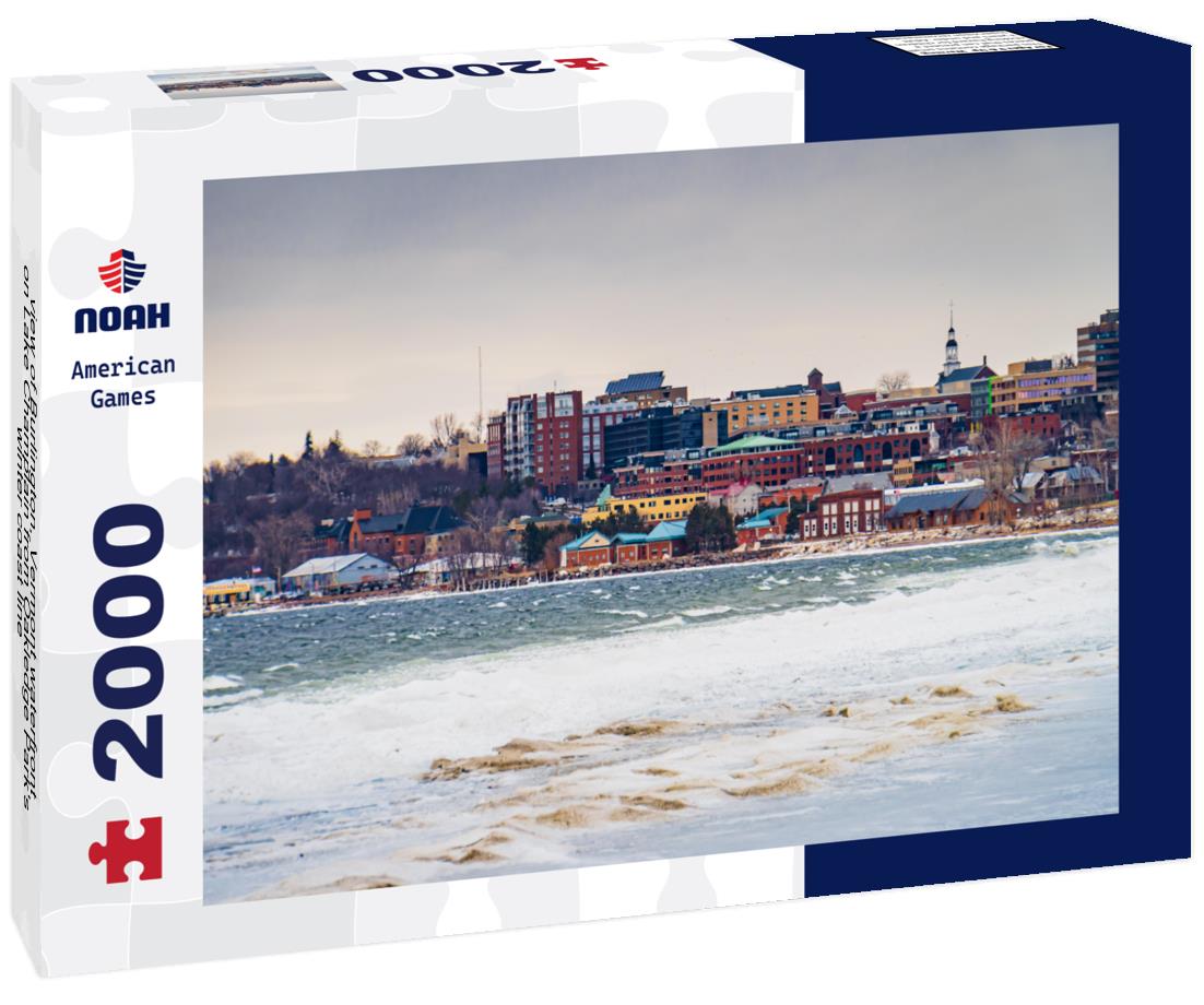 Noah Jigsaw Puzzle view of Burlington, Vermont waterfront on Lake Champlain from Oakledge Park's winter coast line 2000 pieces