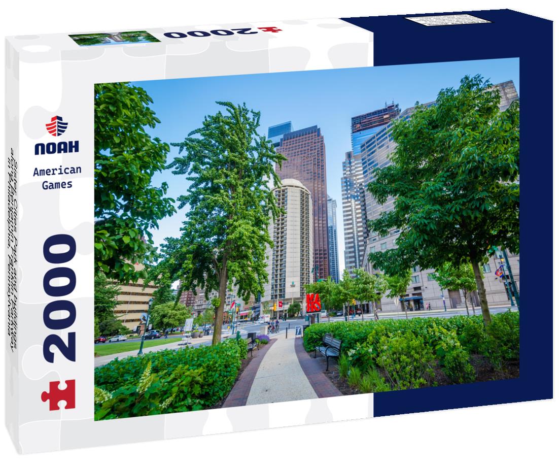 Noah Jigsaw Puzzle Sister Cities Park and buildings along Benjamin Franklin Parkway in Philadelphia, Pennsylvania 2000 pieces