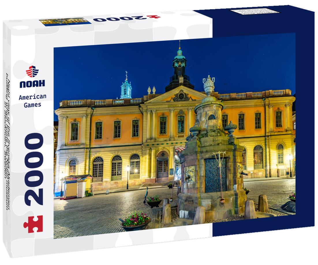Noah Jigsaw Puzzle Night view of the Svenska Akademien building which hosts the Nobel museum in Stockholm, Sweden 2000 pieces