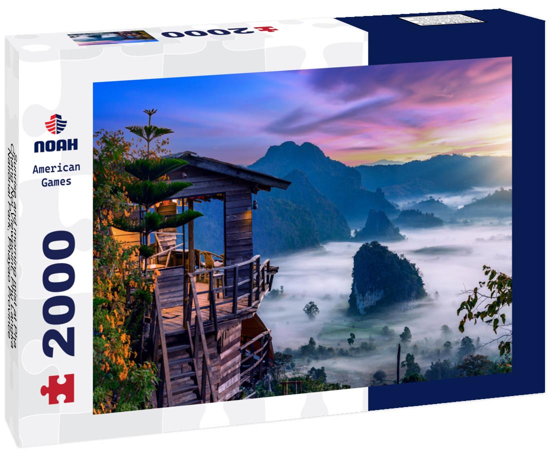 Noah Jigsaw Puzzle Sunrise and morning mist at Pha Chang Noi Viewpoint, Phu Langka National Park, Phayao Province 2000 pieces