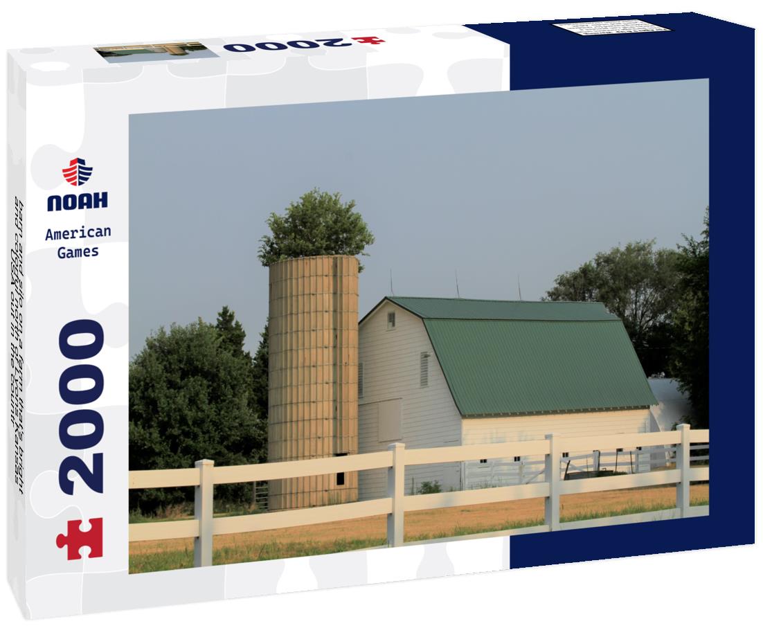 Noah Jigsaw Puzzle barn and silo on a farm that's bright and colorful north of Lyons Kansas USA out in the countr 2000 pieces