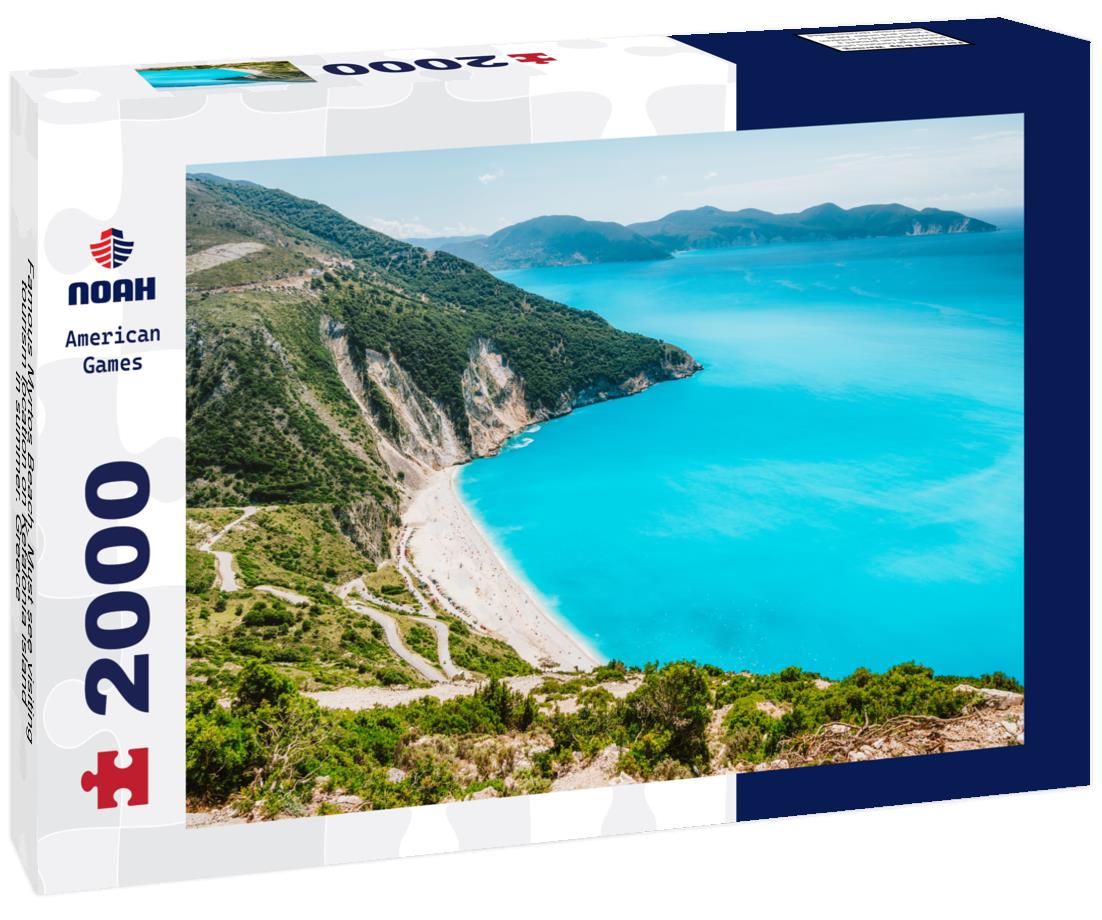 Noah Jigsaw Puzzle Famous Myrtos Beach. Must see visiting tourism location on Kefalonia island in summer. Greece 2000 pieces