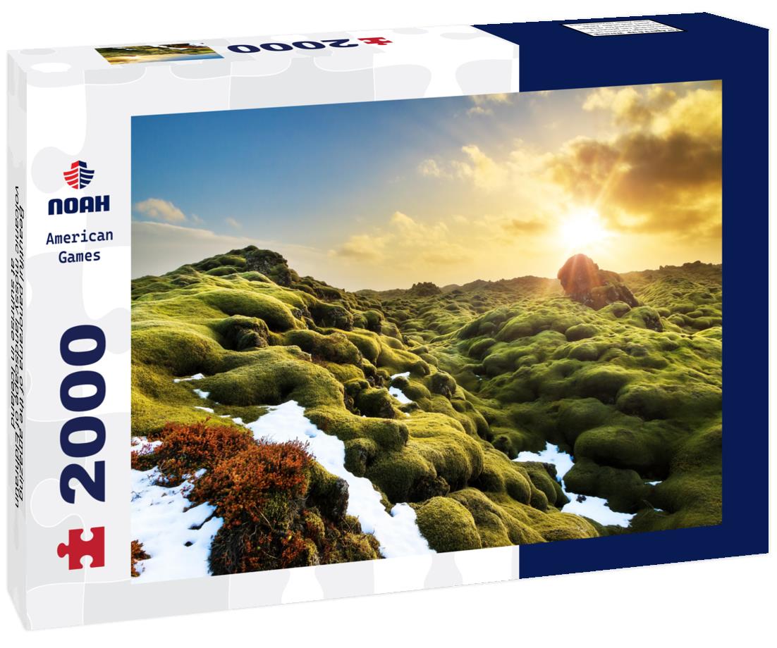 Noah Jigsaw Puzzle Beautiful panorama of the amazing volcanic mossy landscape of Eldhraun at sunrise in Iceland 2000 pieces