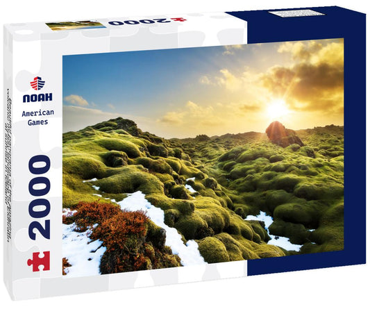 Noah Jigsaw Puzzle Beautiful panorama of the amazing volcanic mossy landscape of Eldhraun at sunrise in Iceland 2000 pieces