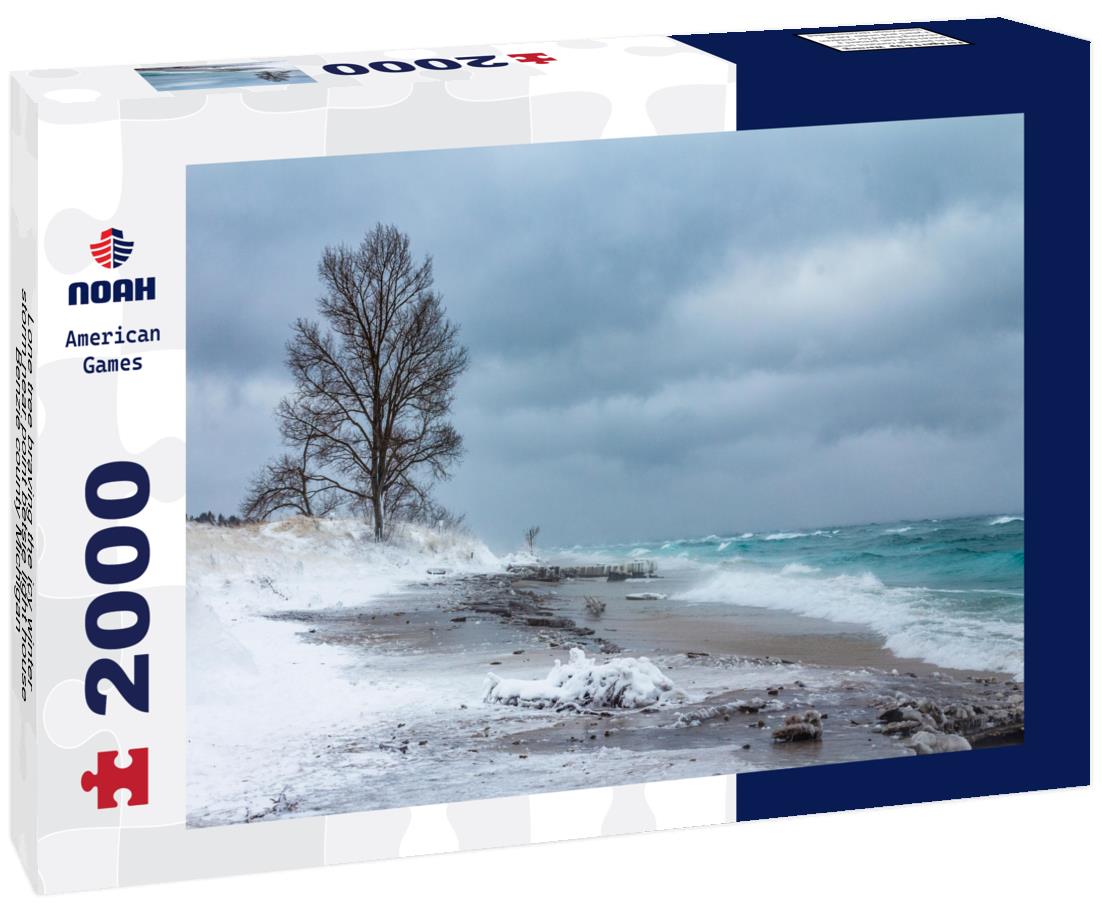 Noah Jigsaw Puzzle Lone tree braving the icy winter storm near point betsie light house, Benzie county Michigan 2000 pieces