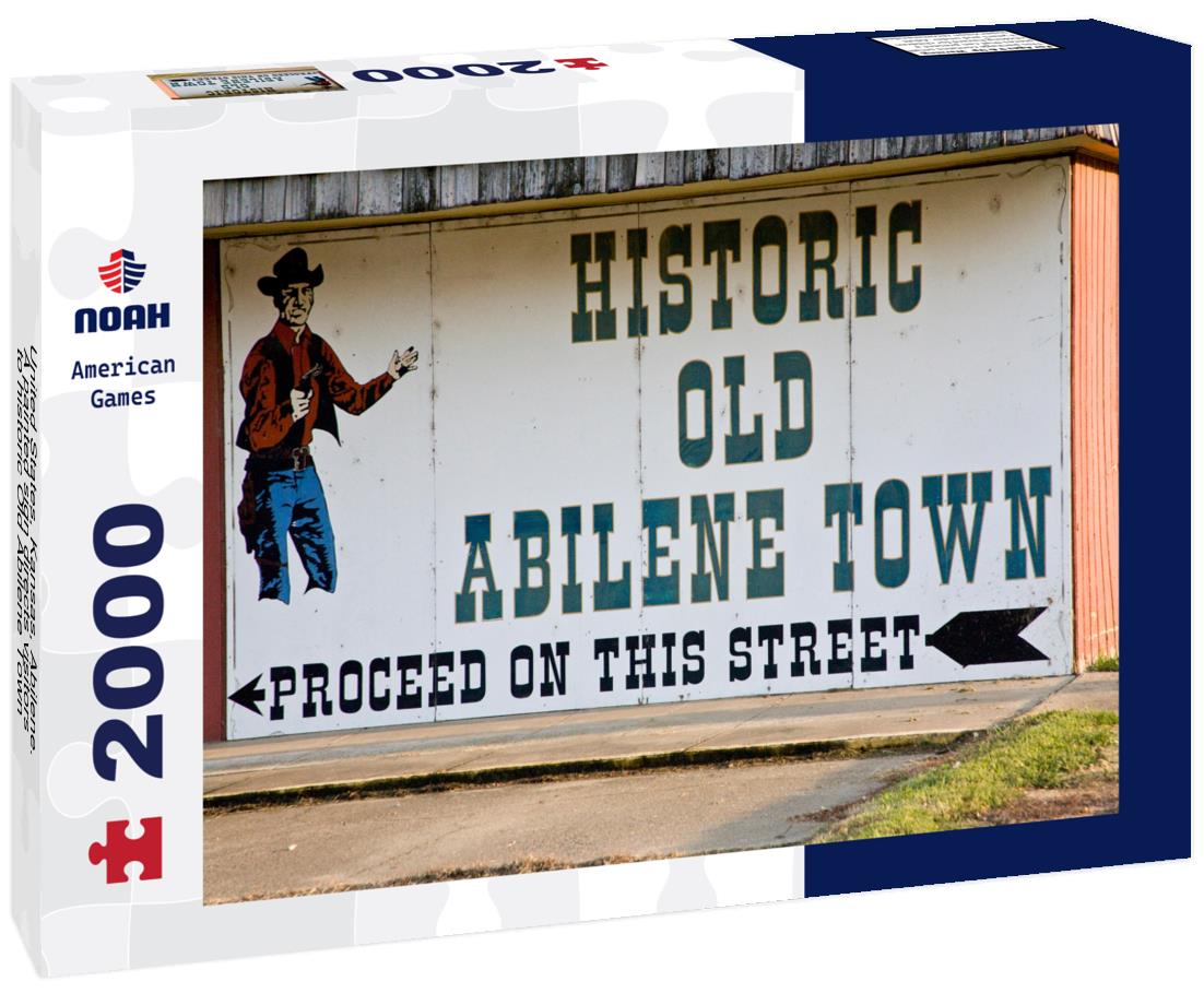 Noah Jigsaw Puzzle United States, Kansas, Abilene. A painted sign directs visitors to historic Old Abilene Town 2000 pieces