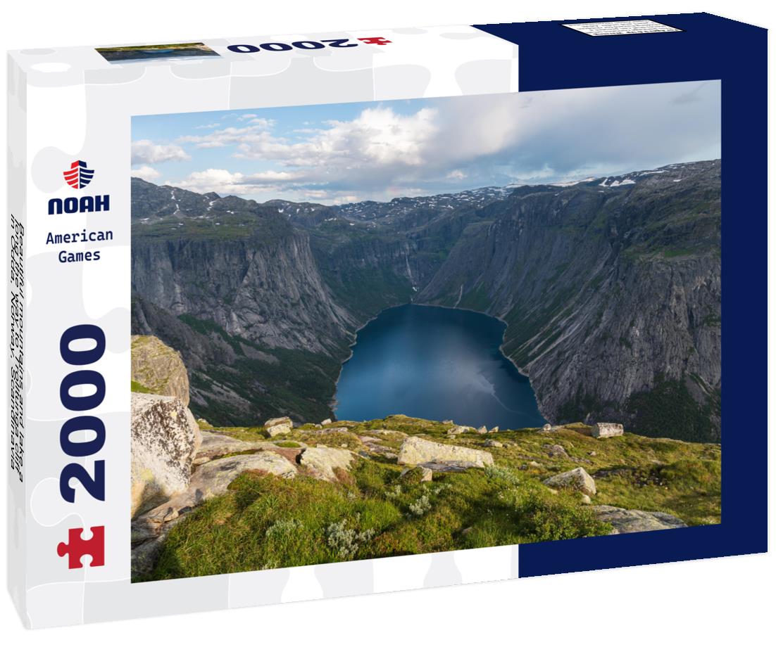 Noah Jigsaw Puzzle Beautiful mountains and lake a long the way to Trolltunga cliff in Odda, Norway, Scandinavia 2000 pieces