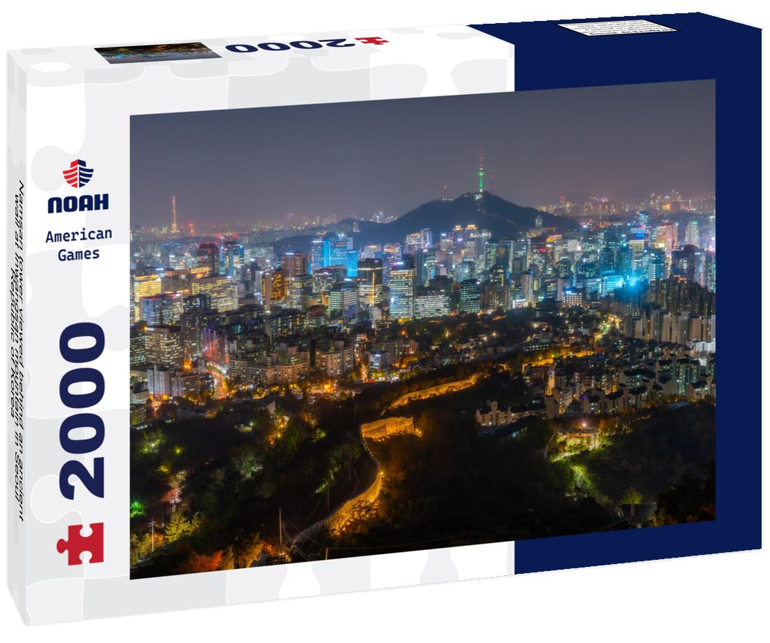 Noah Jigsaw Puzzle Namsan tower viewed behind an ancient wall at Inwangsan mountain in Seoul, Republic of Korea 2000 pieces