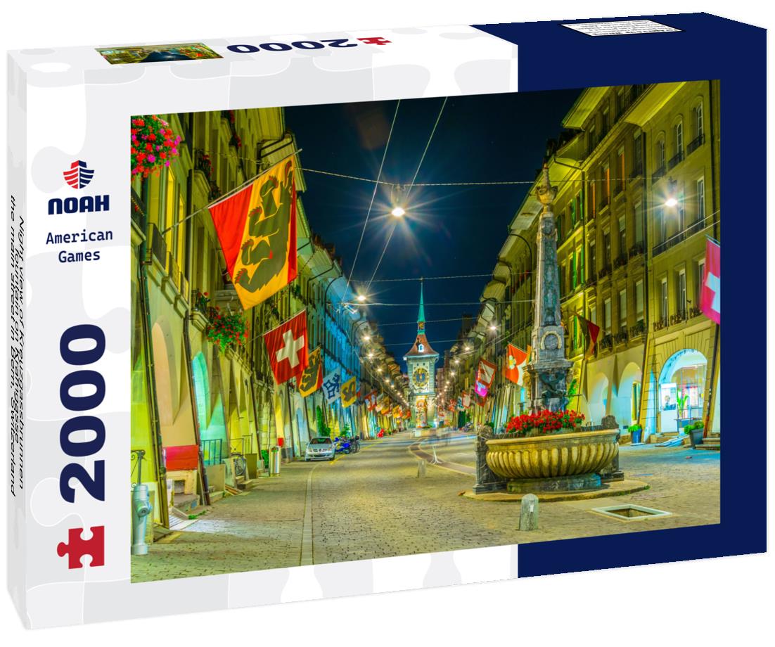 Noah Jigsaw Puzzle Night view of Kreuzgassbrunnen fountain on Kramgasse - the main street in Bern, Switzerland 2000 pieces