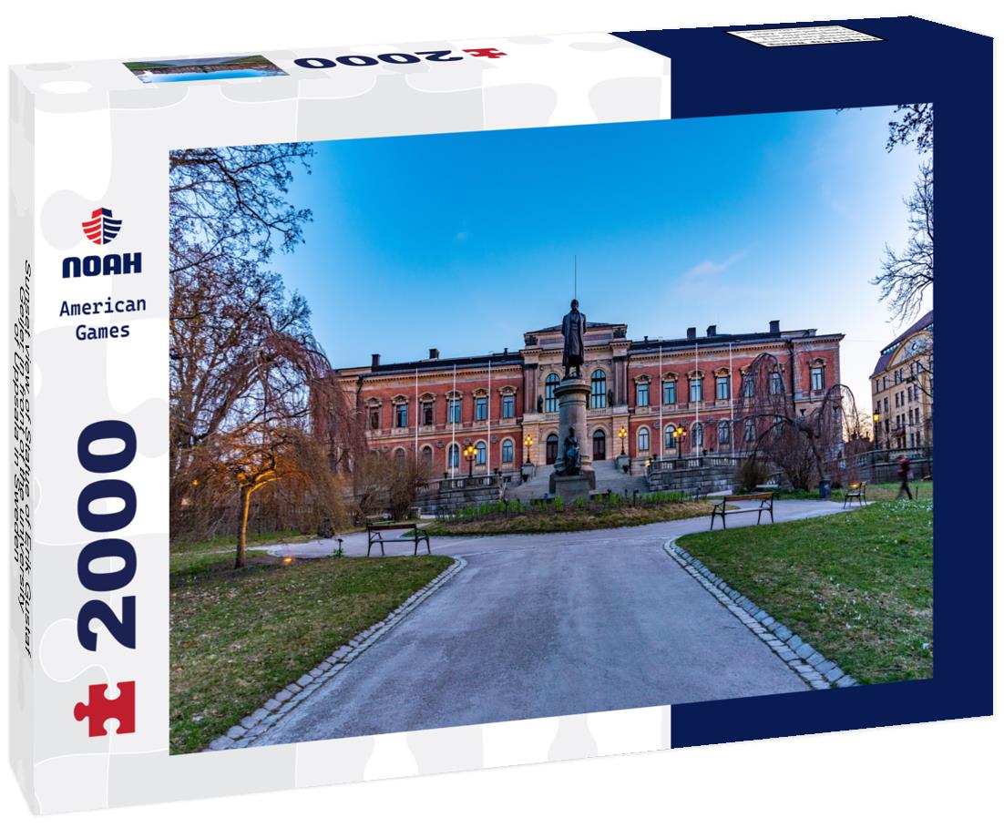 Noah Jigsaw Puzzle Sunset view of Statue of Erik Gustaf Geijer in front of the university of Uppsala in Sweden 2000 pieces
