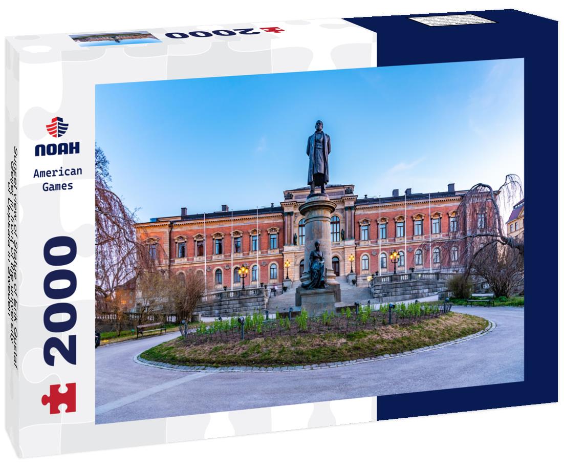Noah Jigsaw Puzzle Sunset view of Statue of Erik Gustaf Geijer in front of the university of Uppsala in Sweden 2000 pieces
