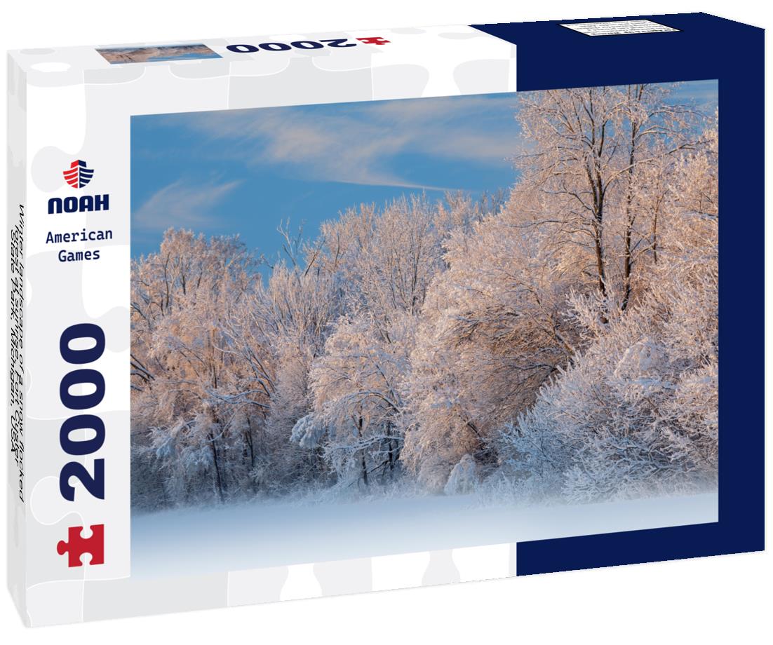 Noah Jigsaw Puzzle Winter landscape of a snow flocked forest at sunrise, Fort Custer State Park, Michigan, USA 2000 pieces