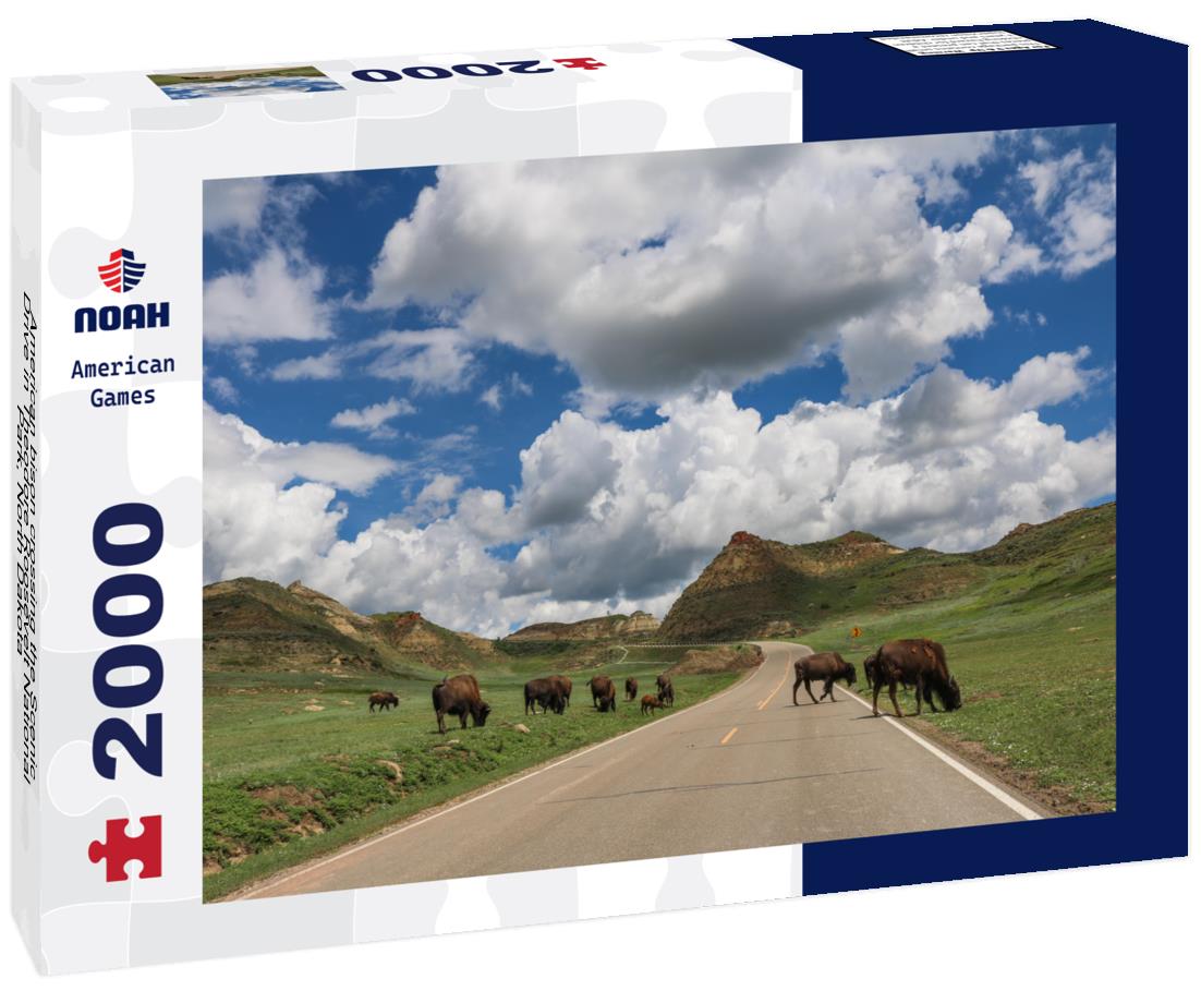 Noah Jigsaw Puzzle American bison crossing the Scenic Drive in Theodore Roosevelt National Park, North Dakota 2000 pieces