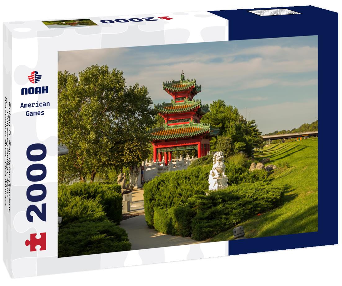 Noah Jigsaw Puzzle Robert D. Ray Asian Gardens, Chinese pavilion, Muto Recreation Area, Des Moines, Iowa, USA 2000 pieces