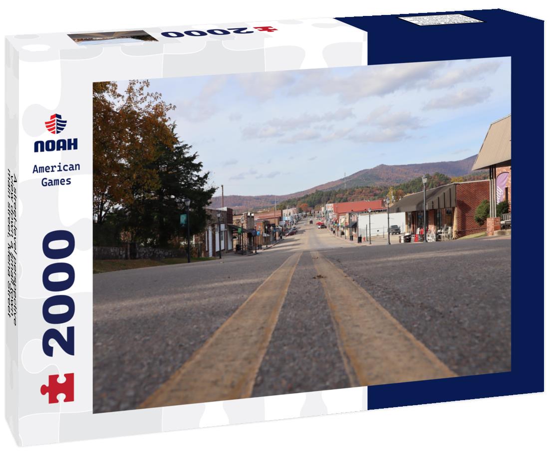 Noah Jigsaw Puzzle A street-level perspective view down a small town main street, Mena Street, Mena, Arkansas 2000 pieces