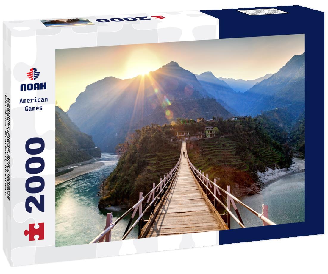 Noah Jigsaw Puzzle Beautiful island and Hanging Bridge On the way to Manali, Himachal Pradesh, Northern India 2000 pieces
