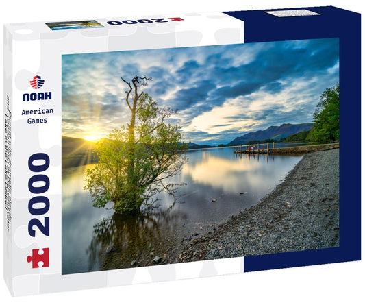Noah Jigsaw Puzzle Sunset with dramatic clouds and wooden jetty at Derwentwater Lake in the Lake District, UK 2000 pieces