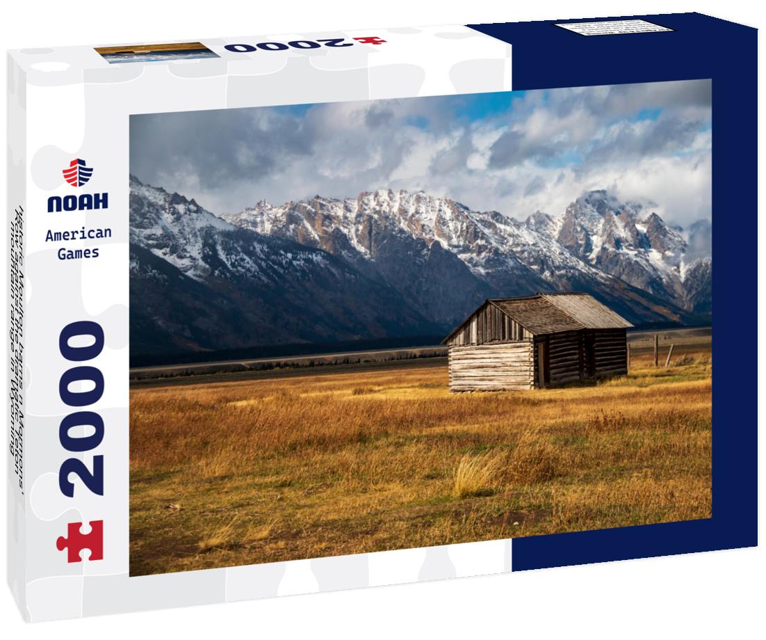 Noah Jigsaw Puzzle historic Moulton barns n Mormons' Row against the dramatic Teton mountain range in Wyoming 2000 pieces