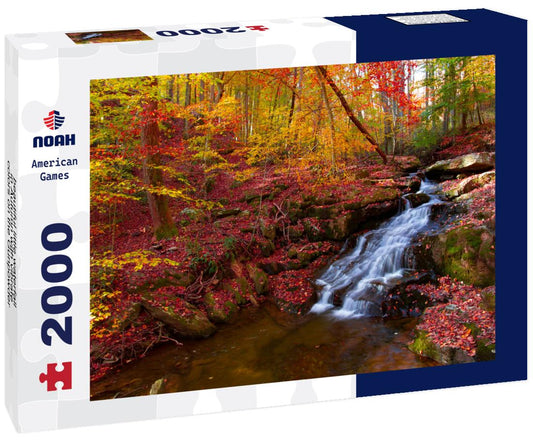 Noah Jigsaw Puzzle beautiful little waterfall in Autumn with vibrate colors on the Gunpowder river, Maryland 2000 pieces