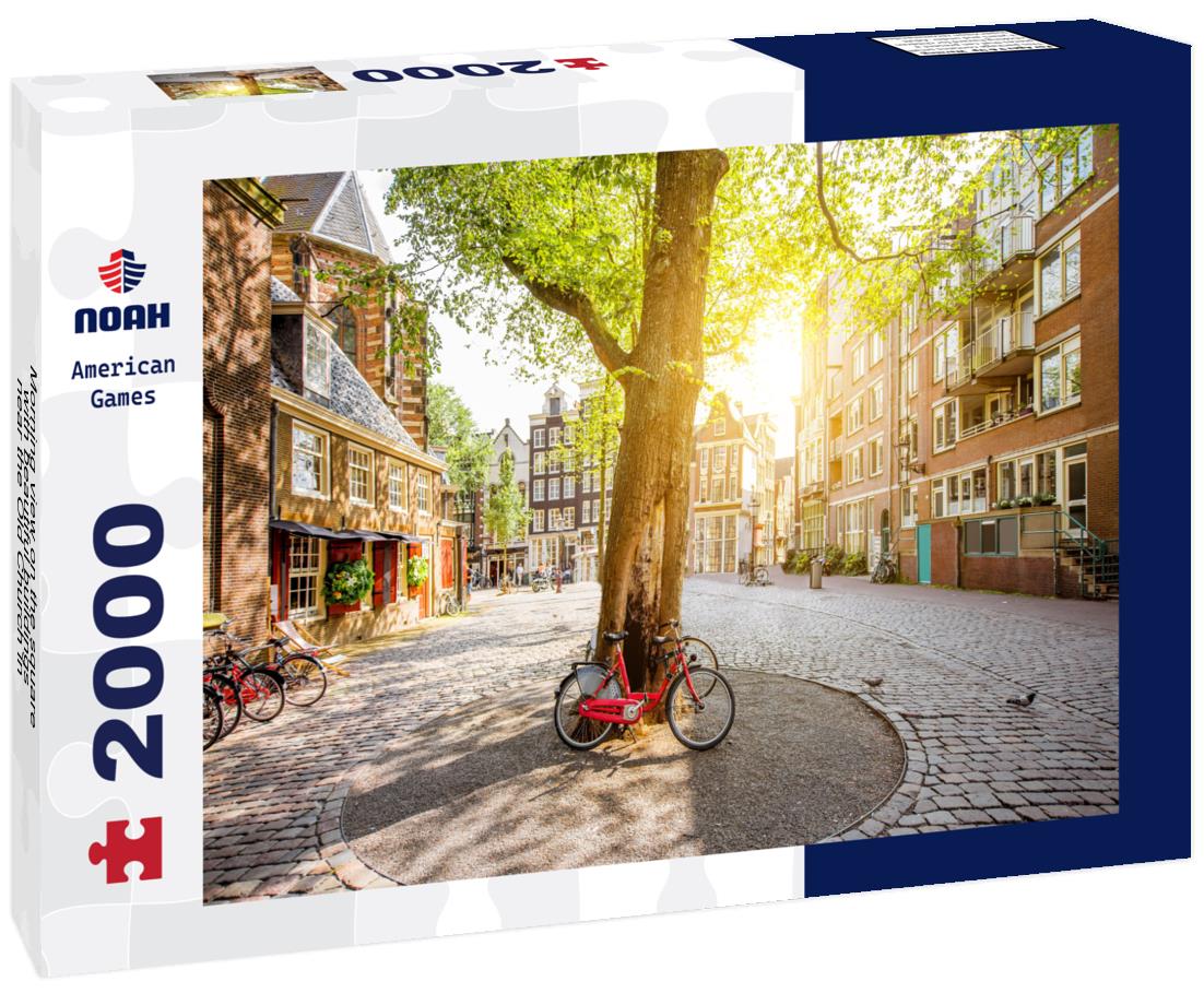 Noah Jigsaw Puzzle Morning view on the square with beautiful buildings near the Old Church in Amsterdam city 2000 pieces