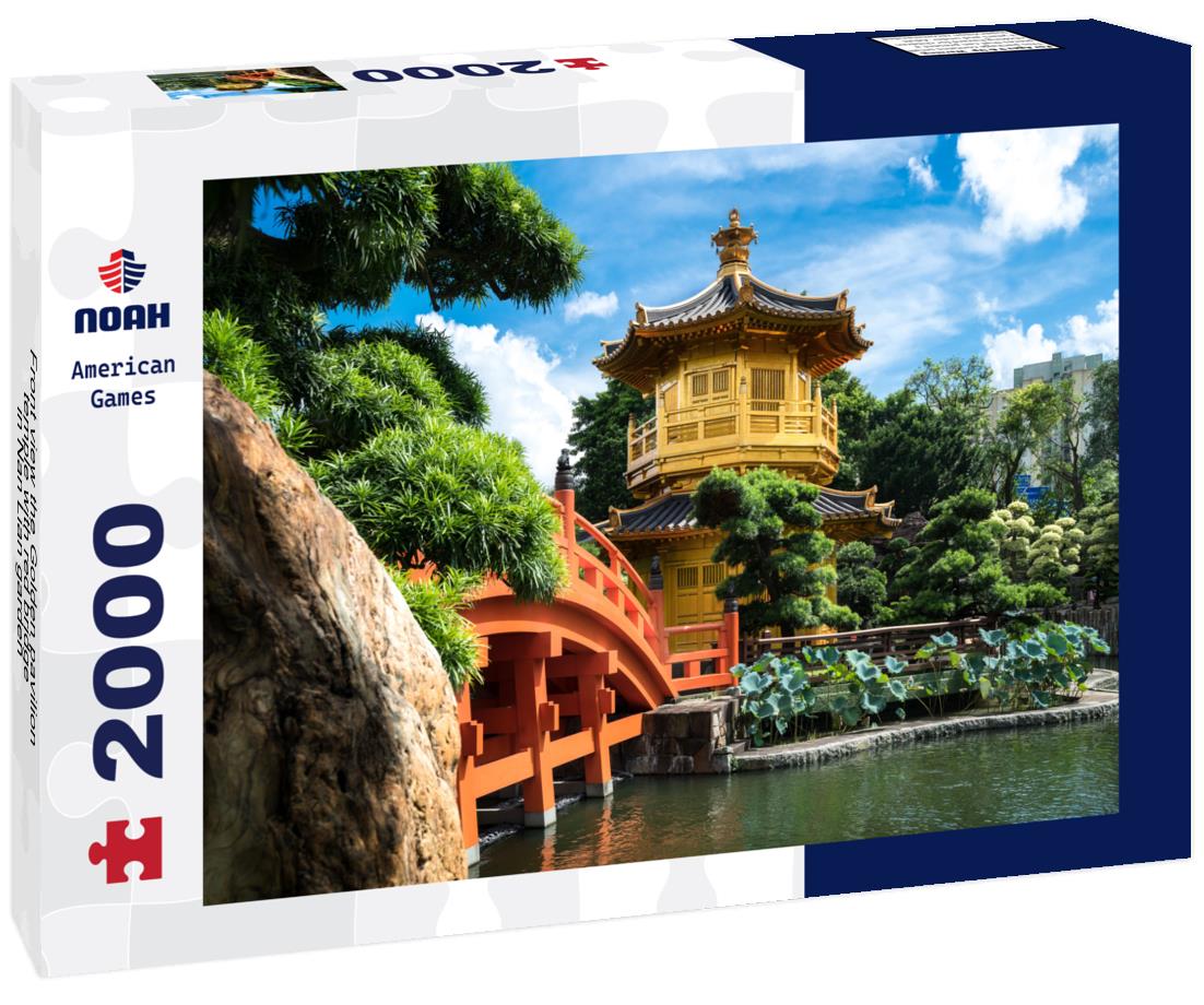 Noah Jigsaw Puzzle Front view the Golden pavilion temple with red bridge in Nan Lian garden, Hong Kong. Asia 2000 pieces