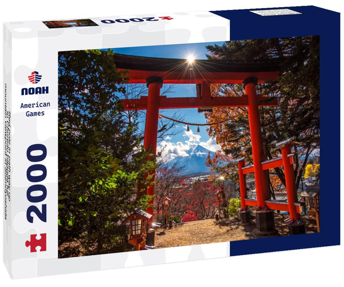 Noah Jigsaw Puzzle Red pole in path way up to Chureito pagoda fuji mountain viewpoint in Shimoyoshida, Japan 2000 pieces