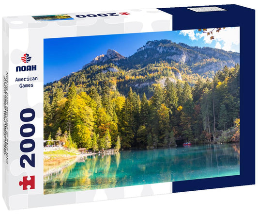 Noah Jigsaw Puzzle Nature park Blausee or blue lake in Kandersteg, Switzerland, autum color with clear water 2000 pieces