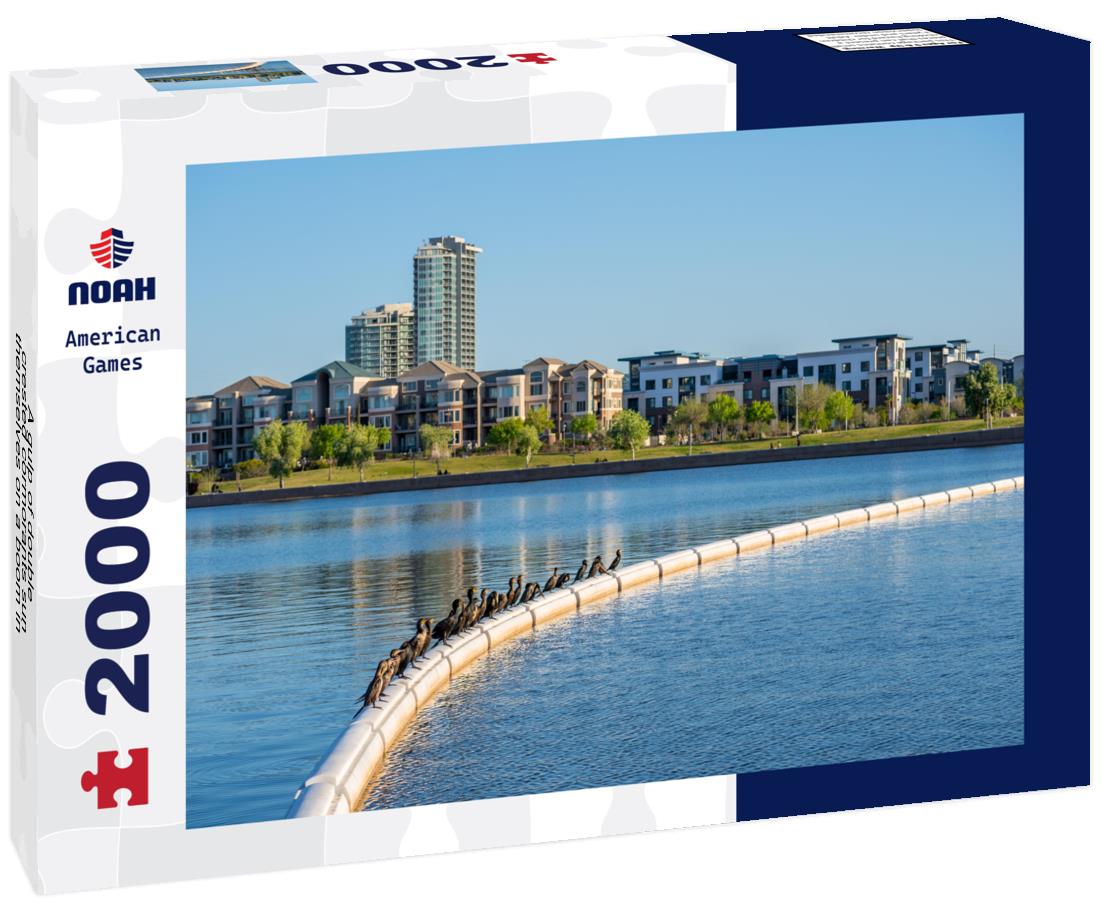 Noah Jigsaw Puzzle A gulp of double-crested cormorants sun themselves on a boom in Arizona's Tempe Town Lake 2000 pieces