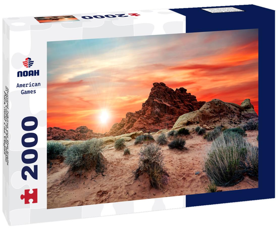 Noah Jigsaw Puzzle Sunset hiking on the trails in the Valley of Fire State Park near Las Vegas, Nevada, USA 2000 pieces
