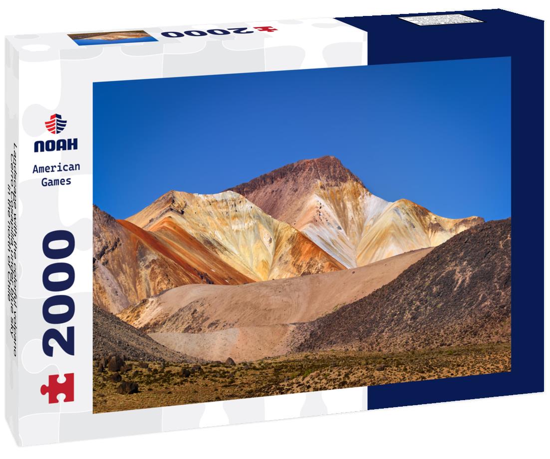 Noah Jigsaw Puzzle Landscape with the colorful volcano Cerro Cosapilla under blue sky in the north of Chile 2000 pieces
