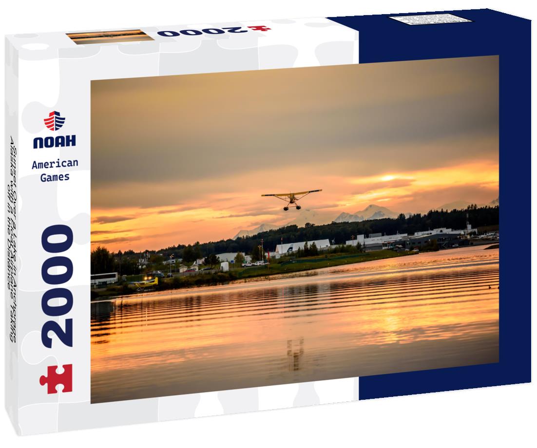 Noah Jigsaw Puzzle Sunset Over a Lake in Anchorage Alaska with a Float Airplane Taking off in the Distance 2000 pieces