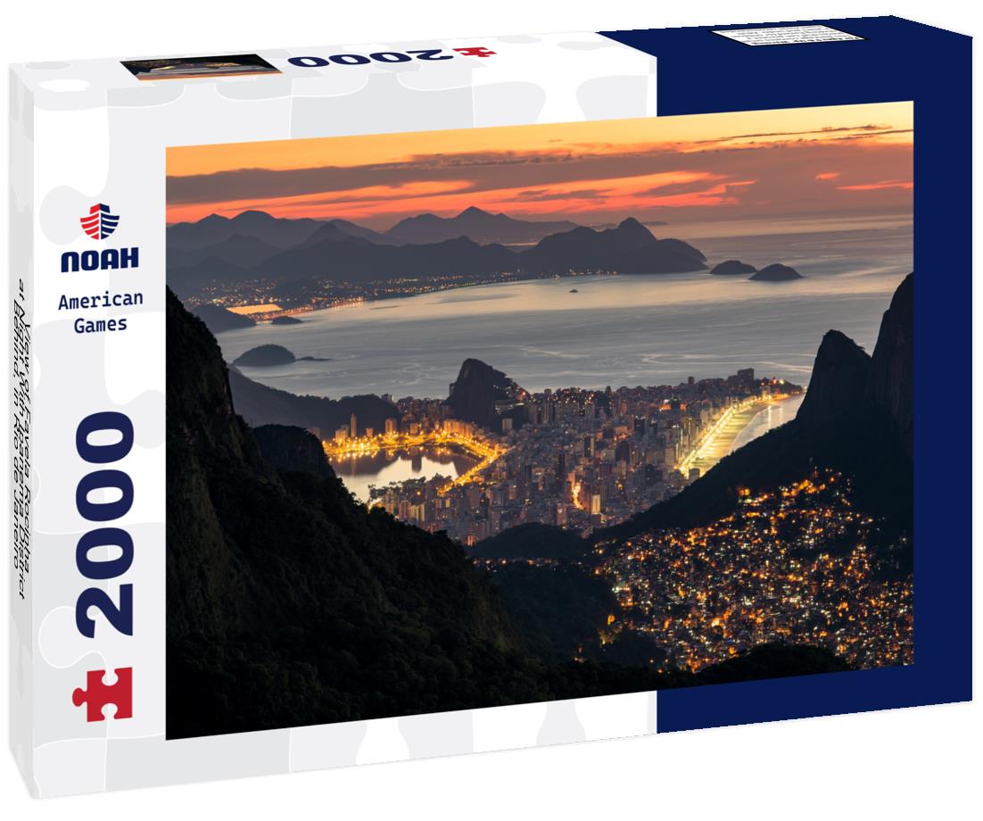 Noah Jigsaw Puzzle View of Favela Rocinha at Night With Ipanema District Behind, in Rio de Janeiro, Brazil 2000 pieces