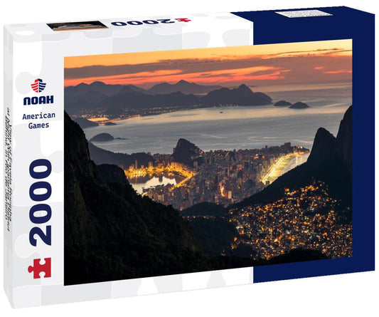 Noah Jigsaw Puzzle View of Favela Rocinha at Night With Ipanema District Behind, in Rio de Janeiro, Brazil 2000 pieces