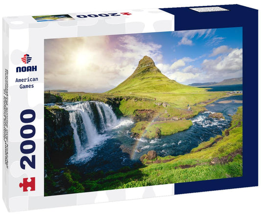 Noah Jigsaw Puzzle Breathtaking sunrise over Kirkjufell mountain landscape and waterfall in Iceland summer 2000 pieces