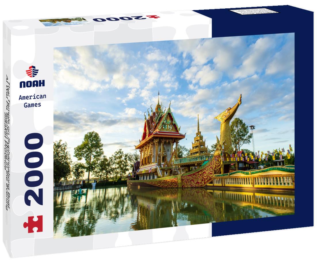 Noah Jigsaw Puzzle Thai Temple on Suphannahong Boat At Wat Pa Suphan Hong in the evening, Sisaket Province 2000 pieces