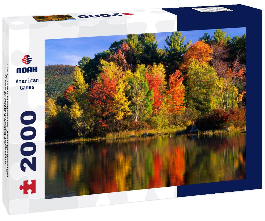 Noah Jigsaw Puzzle USA, New Hampshire, Moultonborough. Trees in autumn color reflecting in Lake Kanasatka 2000 pieces