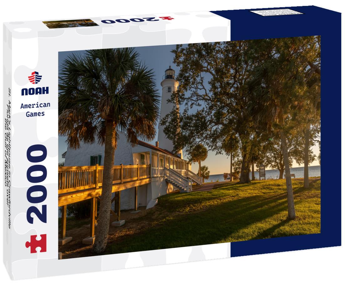 Noah Jigsaw Puzzle St. Mark's Lighthouse in Crawfordville, Florida as the sunsets over the Gulf of Mexico 2000 pieces